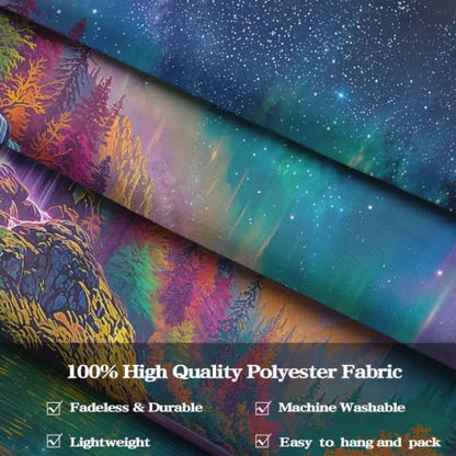 Blacklight Nature Forest Mountain Waterfall Tapestry 48x36 Inch - Purple Fluorescence