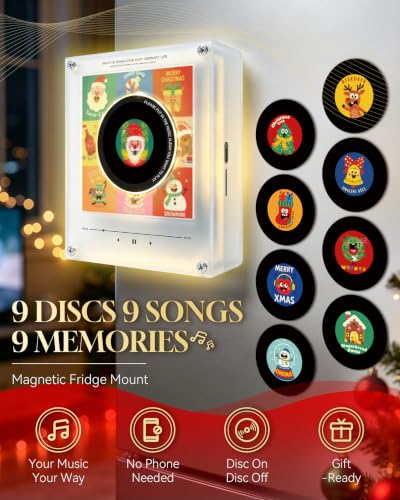 Halloween Style Magnetic Mini Vinyl Music Player for Fridges - Christmas Edition