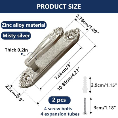 RiseDirectly 2 Pack Matte Silver Curtain Holdbacks Rust-Proof Zinc Alloy - Modern Drapery Tiebacks