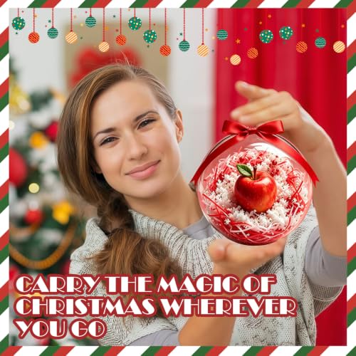 Large Clear Christmas Ornaments Balls - Fillable 6.3 Inch Jumbo Set of 4 - DIY Holiday Decor
