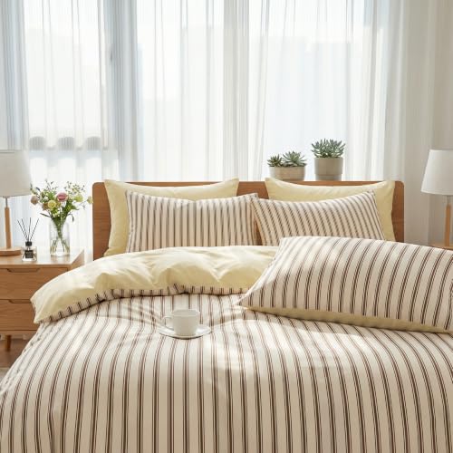 Yellow Printed Duvet Cover Set Queen Without Comforter - 3 Pieces