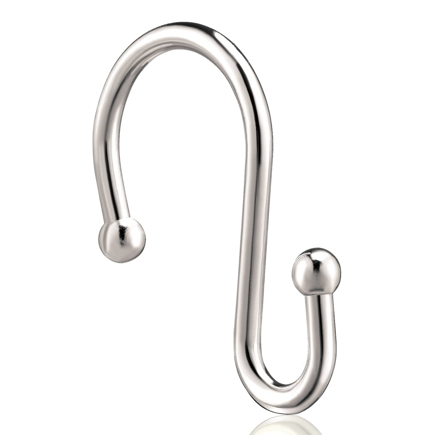 Nickel Shower Curtain Hooks, Rust Proof Shower Curtain Rings for Bathroom, Set of 12 CHICTIE Silver S Shaped Decorative Shower Curtain Hooks Hangers for Bathroom Curtains,Clothing, Towels, etc