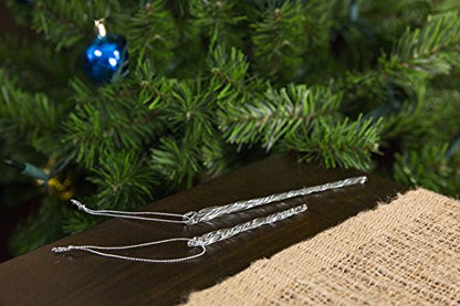 Icicle Christmas Ornaments Set of 24 - Clear Glass, 3.5-5.5 Inch, Variation 1