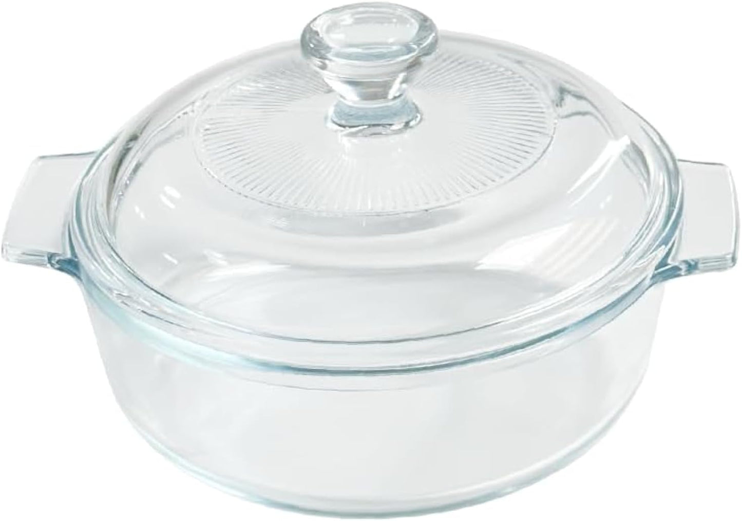 Skiennix Small Tempered Glass Casserole Dish - Round Baking Dish with Lid | 0.8L, Clear