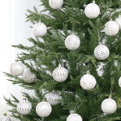White and Gold Christmas Ornament Set - 30pcs Holiday Tree Decorations