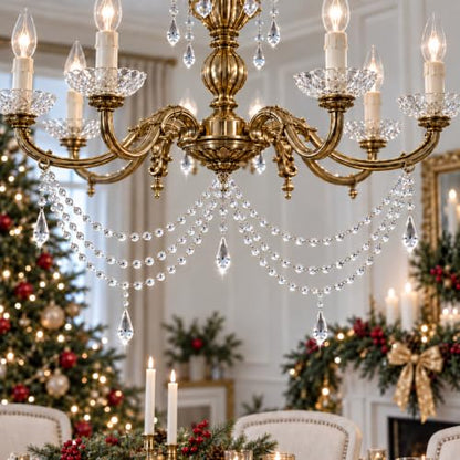 6-Pack Christmas Crystal Garland Pendant - 3-Layer Acrylic Tree Decor