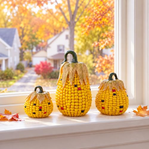 Fall Pumpkin Decor Set - 3 Pieces for Autumn Home & Holiday Display