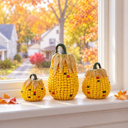 Fall Pumpkin Decor Set - 3 Pieces for Autumn Home & Holiday Display
