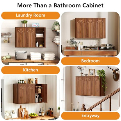 Wall Mounted Bathroom Medicine Cabinet with 3 Doors and Adjustable Shelves