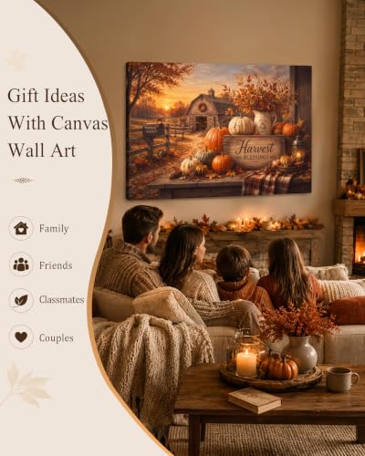 Halloween Canvas Wall Art 36 x 24 Inches - Fall Harvest Rustic Decor