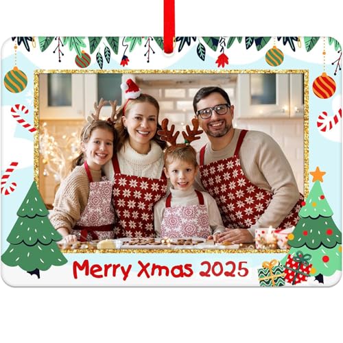 FaCraft Personalized Photo Frame Christmas Ornament A-White - Keepsake Xmas Gift