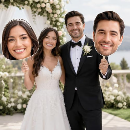 Personalized Big Head Photo Prop on Stick for Events and Parties (6-48 Inches)