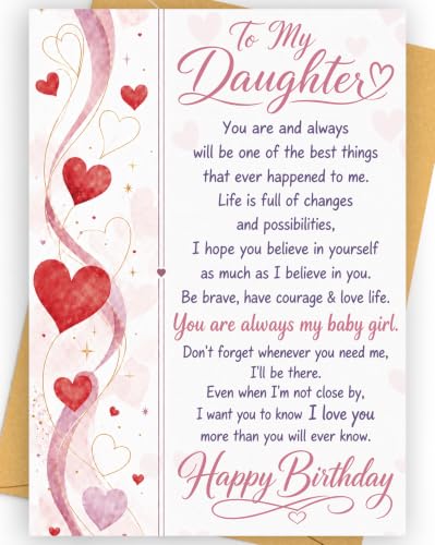 Birthday Card for Daughter - From Mom and Dad, C Style Variation