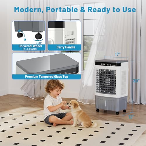 Auertech White Evaporative Swamp Cooler 5.3 Gal Portable Air Conditioner