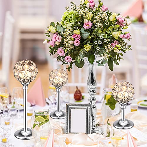 12 Pack Silver Crystal Candle Holders - Tealight Holders, Stylish Decor