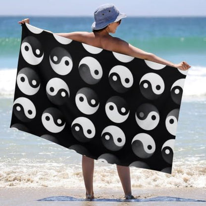 Yin Yang Fluffy Bath Towel Pattern 180 - Large Spa & Beach Towel