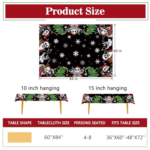 Christmas Jack Rectangle Tablecloth 60 x 84 Inches - Holiday Decor