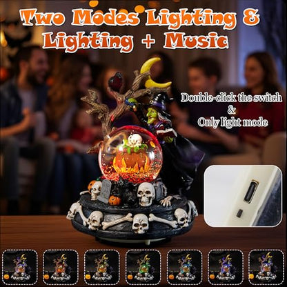 Halloween Snow Globe Lantern with Music & Lights - Witch Variation
