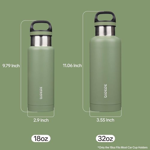 BJPKPK Insulated Water Bottle - 32oz Stainless Steel Flask with Handle | Double-Wall Vacuum, BPA-Free, Forest Green