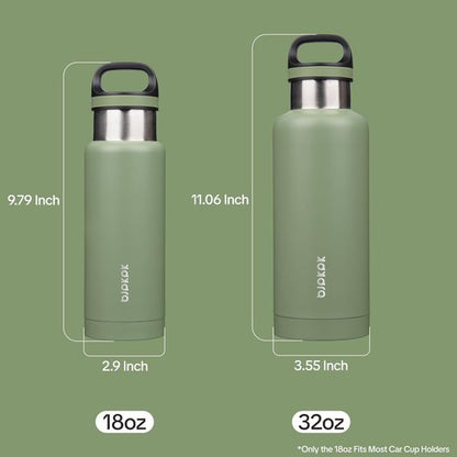 BJPKPK Insulated Water Bottle - 32oz Stainless Steel Flask with Handle | Double-Wall Vacuum, BPA-Free, Forest Green