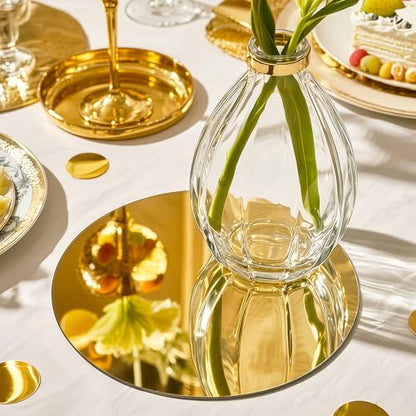 8PCS 6-Inch Gold Round Acrylic Mirrors for Centerpieces Wall Decor Candle Trays