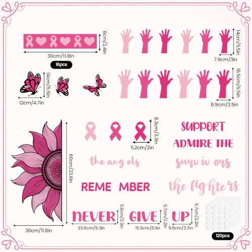 Breast Cancer Awareness Decorations Bulletin Board Set with Pink Ribbon Sunflowers