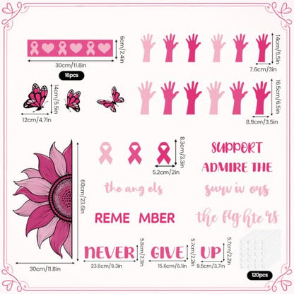 Breast Cancer Awareness Decorations Bulletin Board Set with Pink Ribbon Sunflowers