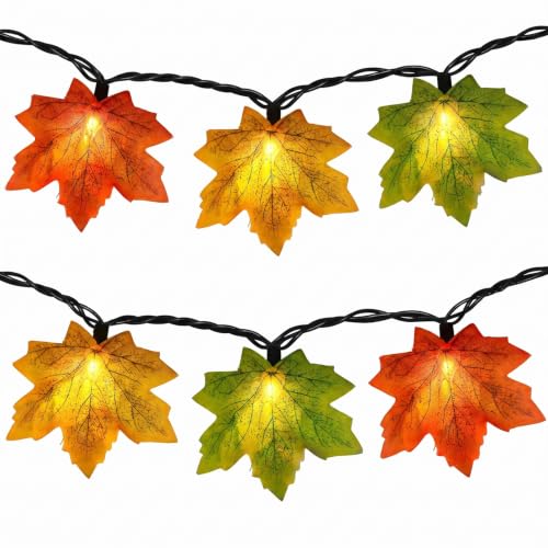 Fall Maple Leaf String Lights 35 LED 13.6 FT Connectable Indoor Decor