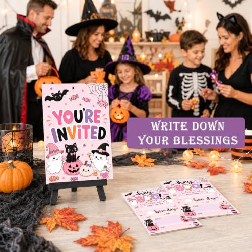 Pink Boo Ghost Halloween Birthday Party Invitations - 20 Pack with Envelopes