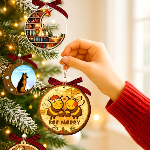 Bee Merry Christmas Ornament - Cute Honey Bee Decor for Holiday Tree