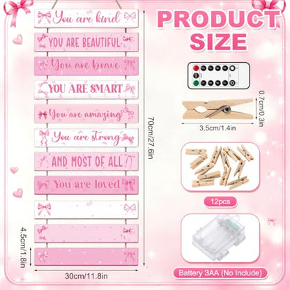Hanging Photo Display with Lights and Remote for Girls Room Decor