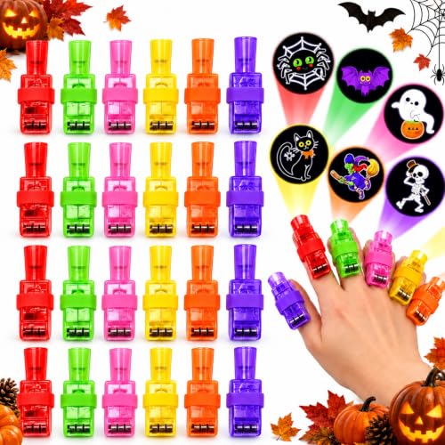 Halloween Finger Projector Lights Set 1/24pcs - Mini LED Spooky Designs