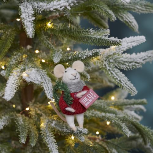 Christmas Mouse Critter Ornament - Elf Made Me Do It Holiday Decor