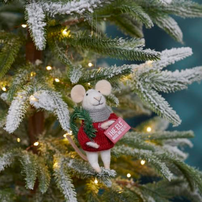 Christmas Mouse Critter Ornament - Elf Made Me Do It Holiday Decor