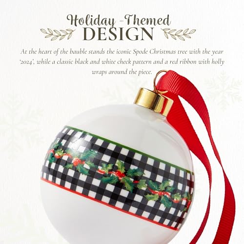 Spode Christmas Tree Bauble Ornament - Round 2024 - Porcelain Festive Keepsake