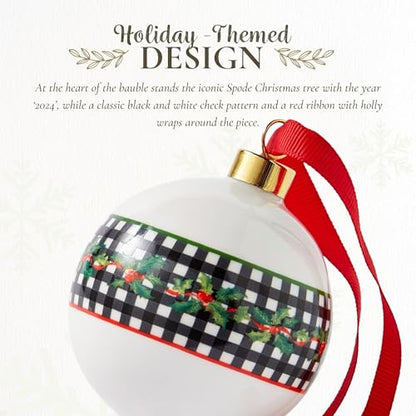 Spode Christmas Tree Bauble Ornament - Round 2024 - Porcelain Festive Keepsake