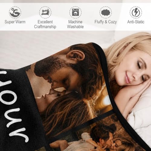 Personalized Photo Blanket Collage Throw with Custom Text - Variation 01