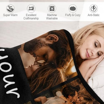Personalized Photo Blanket Collage Throw with Custom Text - Variation 01