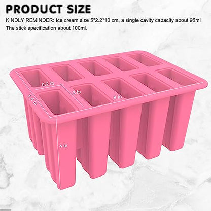 Homemade Popsicle Molds Shapes, Silicone Frozen Ice Popsicle Maker Non-BPA, with 50 Popsicle Sticks, 50 Popsicle Bags, 10 Reusable Popsicle Sticks, Funnel, Brush and Ice Pop Recipes(Pink)