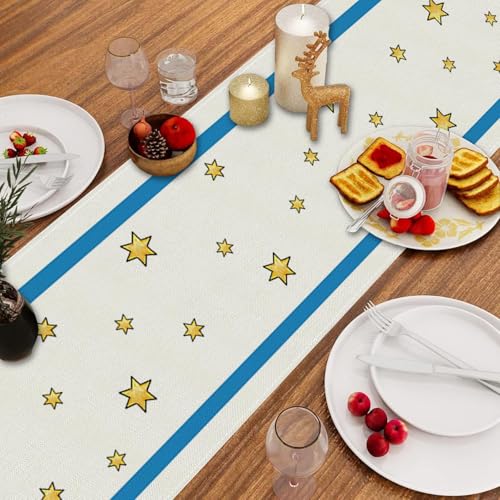 Jewish Christmas Table Runner Menorah Star of David Hanukkah Holiday Decor 13x36 Inch