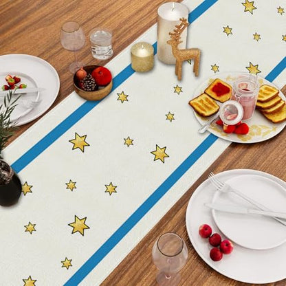 Jewish Christmas Table Runner Menorah Star of David Hanukkah Holiday Decor 13x36 Inch