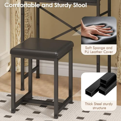 Black Vanity Desk with Mirror & Chair - 19.7in Mini Dressing Table Set for Kids & Teens (Variation: Black)