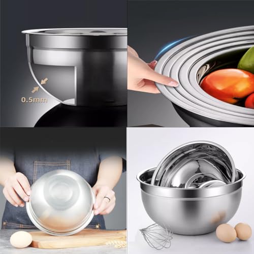 vitasunhow Stainless Steel Mixing Bowl Durable and Rustproof Easy Grip and Stability Design Bowl Versatile for Cooking Baking Prepping and Food Storage (20CM)