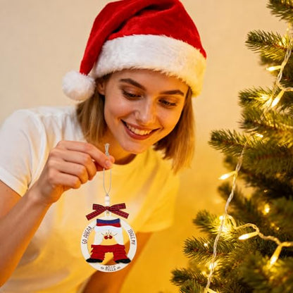 Funny Christmas Wooden Ornament Set - White Elephant Holiday Decor, 2 Pack