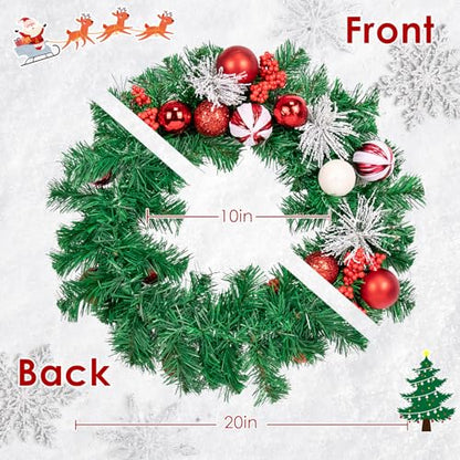 20-Inch Christmas Wreath for Front Door Decor Peppermint Holiday Flower - Variation Wreath 7