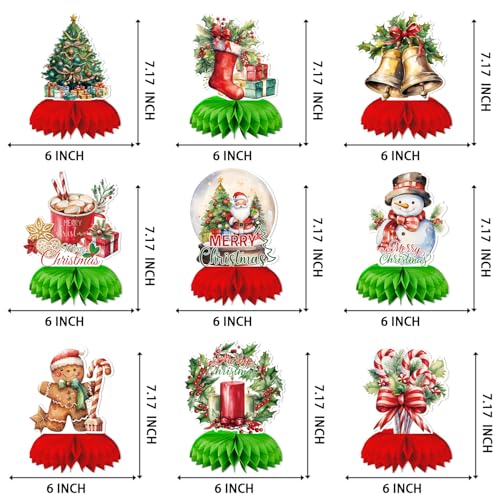 Christmas Honeycomb Centerpieces with Santa Claus for Holiday Table Decor