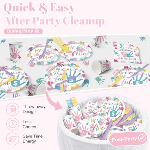 Officially a Handful 5th Birthday Party Decorations - Girl, 16 Pieces, 5th Variation