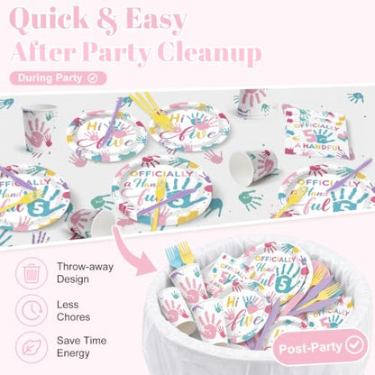 Officially a Handful 5th Birthday Party Decorations - Girl, 16 Pieces, 5th Variation