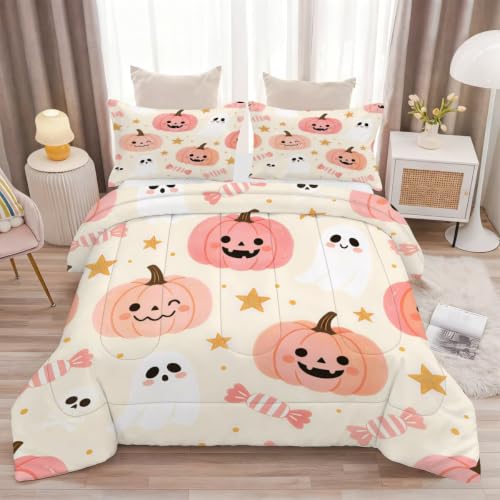 Halloween Comforter Set Twin Size Kawaii Kids Pumpkin Bedding - Variation: Halloween17