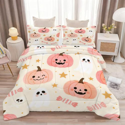 Halloween Comforter Set Twin Size Kawaii Kids Pumpkin Bedding - Variation: Halloween17